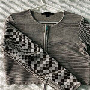 Toccin Taupe Ribbed Zip-Front Women’s Sweater